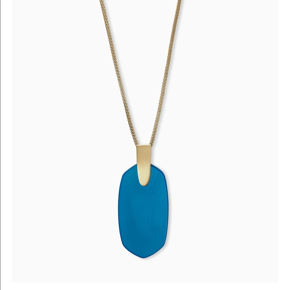 Inez Gold Long Pendant Necklace In Teal Agate